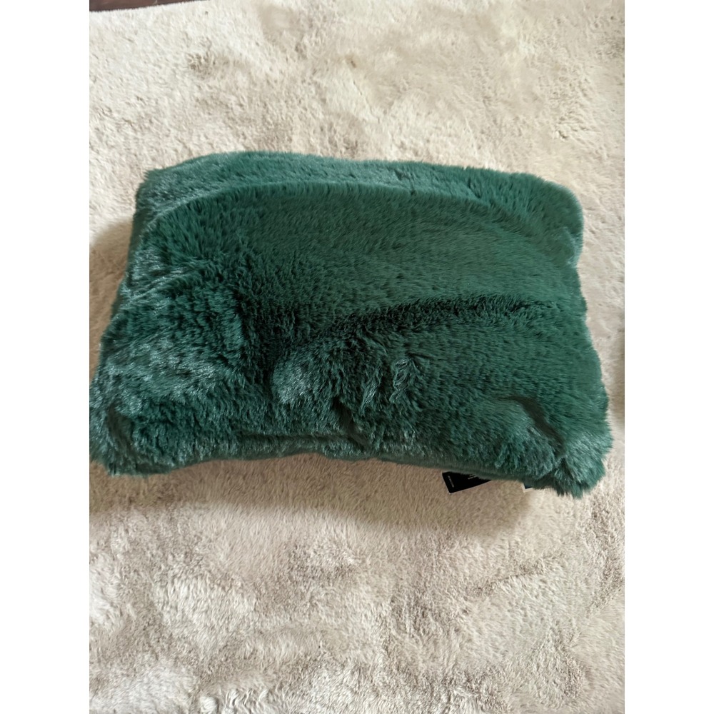 BCBGMAXAZRIA Emerald Green Faux Fur Decorative Throw Pillow Rectangular Accent